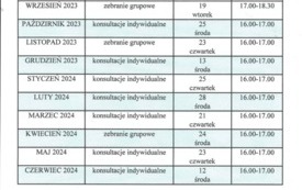 Harmonogram spotkan z rodzicami ul. Mila 