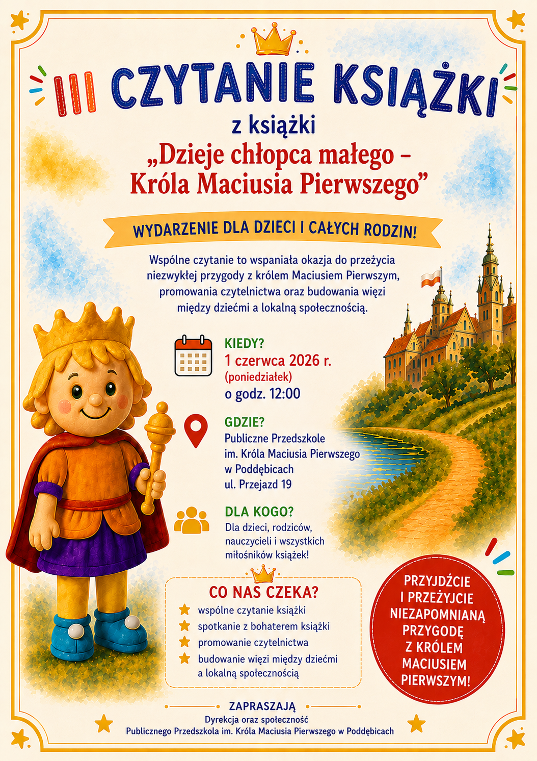 Zdjęcie do 3.Czytanie książki &bdquo;Dzieje chłopca małego- Kr&oacute;la Maciusia Pierwszego&rdquo; - Dzień Dziecka 