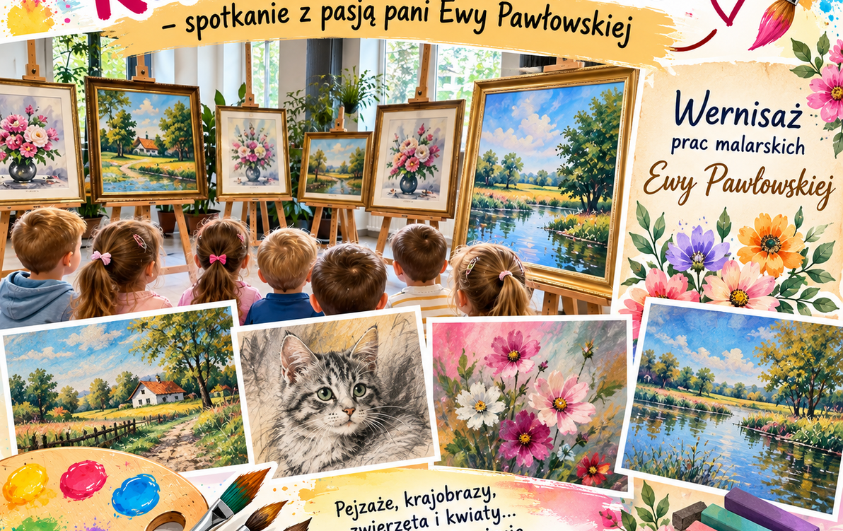 Zdjęcie do &bdquo;Kolorami malowane &ndash; wizyta 4-latk&oacute;w z ul. Przejazd na wystawie malarskiej&rdquo;.